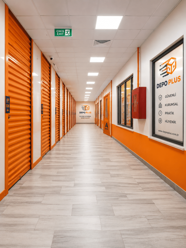 Depo Plus+ tesisinde ev ve ofis eşyası depolama odaları